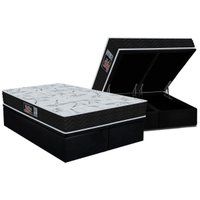 Cama Box Baú Queen: Colchão Molas Ensacadas Orthoflex Starflex + Base CRC Suede Black (158x198)