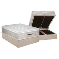 Cama Box Baú King: Colchão Molas Bonnel Plumatex Ensacadas Presidencially + Base CRC Suede Clean (193x203)