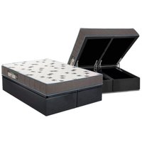 Conjunto Box Baú Queen: Colchão Molas Ortobom D33 Light Saúde + Base CRC Suede Gray (158x198)