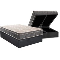 Cama Box Baú Queen: Colchão Espuma D45 Paropas Conforto Mega Firme + Base CRC Suede Gray (158x198)