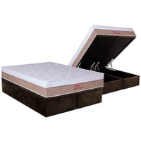 Cama Box Baú Queen: Colchão Anatômico Orthoflex Foggia Premier + Base CRC Suede Brown (158x198)