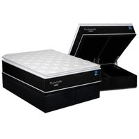 Cama Box Baú Queen: Colchão Molas Bonnel Plumatex Ensacadas Plumastar + Base CRC Suede Black (158x198)