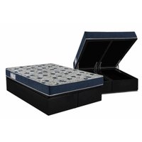 Cama Box Baú Queen: Colchão Anatômico Ortobom D28 ISO 60 Super Firme + Base CRC Courano Black (158x198)