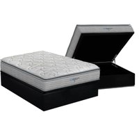 Cama Box Baú Casal: Colchão Espuma D45 Probel Guarda Costas PróExtreme Plus + Base CRC Suede Black (138x188)