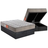 Conjunto Box Baú Queen: Colchão Molas Paropas D45 Pasquale Gray + Base CRC Suede Gray (158x198)