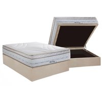 Conjunto Box Baú Casal: Colchão Molas Herval Maxspring American + Base CRC Suede Clean (138x188)
