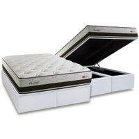 Cama Box Baú Queen: Colchão Molas MasterPocket Ensacadas Herval Maxspring Cardiff + Base CRC Courano White (158x198)