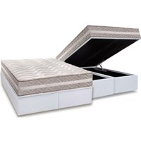 Conjunto Box Baú Queen: Colchão Molas Paropas D33 D45/ Pro Sono Double Face Prata + Base CRC Courano White (158x198)