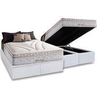 Cama Box Baú Queen: Colchão Molas MasterPocket Ensacadas Herval Maxspring American + Base CRC Courano White (158x198)