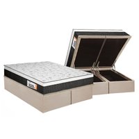 Cama Box Baú Queen: Colchão Anatômico Plumatex Falcon Ultra Firme + Base CRC Suede Clean (158x198)