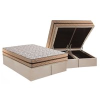 Conjunto Box Baú Queen: Colchão Espuma Paropas Molas Ensacadas Basic + Base CRC Suede Clean (158x198)