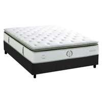 Cama Box Casal: Colchão Molas Ensacadas Herval Imperatore Gold C1655 + Base CRC Suede Gray (138x188x34)