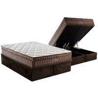 Cama Box Baú Queen: Colchão Ortopédico D Angelis Anjos D28 / AG65 Anjos Star + Base CRC Suede Brown (158x198)