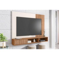 Painel Home p/ TV até 55 Pol Ritmo Ripado c/ 1 Porta e 2 Nichos 136x180cm Freijo/Off White - Caemmun