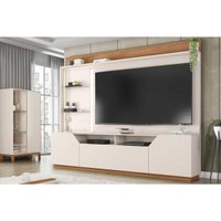 Home p/ TV até 75 Pol Vesper c/ Led e 3 Portas 240x196cm Off White/Freijo - Caemmun