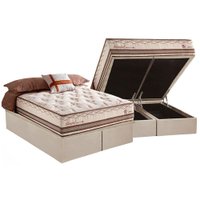 Cama Box Baú Queen: Colchão Molas MasterPocket Ensacadas Herval Istambul + Base CRC Suede Bege (158x198)