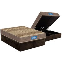Conjunto Box Baú Queen: Colchão Espuma Probel D33 Guarda Costas Brown + Base CRC Suede Brown (158x198)