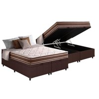 Cama Box Baú Queen: Colchão Molas Ensacadas D Angelis Anjos Duo Sono + Base CRC Suede Brown (158x198)