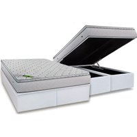 Cama Box Baú Queen: Colchão Molas MasterPocket Ensacadas Luckspuma Luck + Base CRC Courano White (158x198)