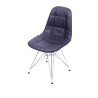 Cadeira OR-1110CR Botonês com Base Cromada OR Design - Preto