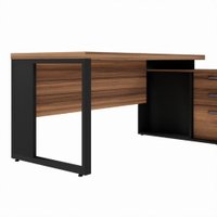 Mesa Diretor Office 150/180cm com Armário Lateral-Pé Quadro Web Office - Nogal/Preto