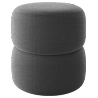 Puff Redondo Decorativo 49X43 cm Paris Linho Cinza Milani Store