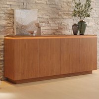 Balcão Buffet Lux 4 Portas 1 Prateleira com Led 100% Mdf Naturalle - Mavaular
