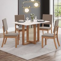 Mesa de Jantar 4 Lugares Valentina Milla Nature/Cinza - Pnr Móveis
