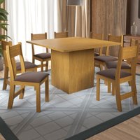 Mesa de Jantar 8 Lugares Carpa Mel/Fume - Pnr Móveis