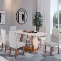 Mesa de Jantar 6 Lugares Persia Imbuia/Blonde/Veludo Marfim - Pnr Móveis