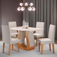Mesa de Jantar 4 Lugares Blazer Mel/Blonde/Veludo Marfim - Pnr Móveis