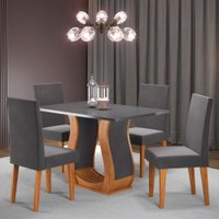 Mesa de Jantar 4 Lugares Blazer Mel/Cinza/Veludo Grafite - Pnr Móveis