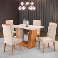 Mesa de Jantar 4 Lugares Impala Mel/Blonde/Nude - Pnr Móveis