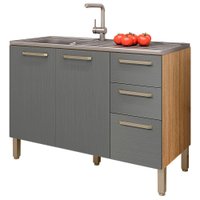 Balcao Para Pia 3P 2G 120 cm Mad Versalhes Freijo Gris KTP