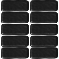 Kit 10 Travessas Sushi 22x9cm Orgânico Preto Cerâmica Porto