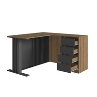 Conjunto para Escritório com 3 Peças Mesa L Armário Alto e