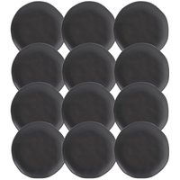 Jogo 12 Pratos de Sobremesa Porto Brasil 19cm Cerâmica Preto