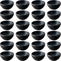 Kit 24 Ramequins 50ml Orgânico Preto Cerâmica Molheira Porto