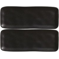 Kit 2 Travessas Cerâmica Preto Fosco 33x13cm Bandeja Sushi P