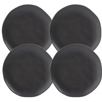 Jogo 4 Pratos para Sobremesa Orgânico Preto Cerâmica 19cm Po