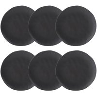 Conjunto 6 Pratos Rasos Cerâmica Orgânico Preto Matte 26,5cm