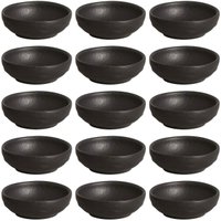 Kit 15 Ramequins 70ml Cerâmica Orgânico Preto Porta Shoyu Bu