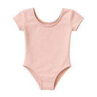Collant Manga Curta Infantil com Forro Rosa Bailarina Poliam - Colombina Ballet