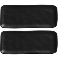 Kit 2 Travessas Cerâmica 22x9cm Orgânico Preto Matte Porto B