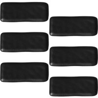 Jogo 6 Travessas Sushi 22x9cm Orgânico Preto Matte Cerâmica