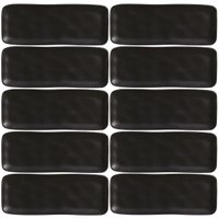 Kit 10 Travessas Cerâmica 33x13cm Preto Restaurante Sushi Or