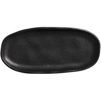 Kit 20 Travessas Sushi 16x8cm Rasas Cerâmica Orgânico Preto