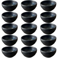 Kit 15 Ramequins Molheira 50ml Cerâmica Orgânico Preto Buffe