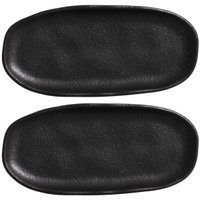 Kit 2 Travessas Rasas 16,5x8cm Orgânico Preto Cerâmica Mesa