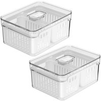 Kit 2 Organizadores Clear Fresh 2,2l com 2 Cestos para Gelad